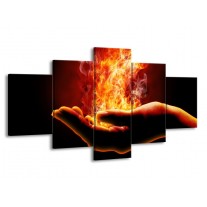 Glas schilderij Hand | Rood, Geel, Oranje | 150x80cm 5Luik