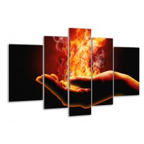 Glas schilderij Hand | Rood, Geel, Oranje | 170x100cm 5Luik