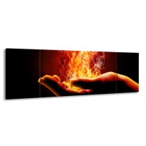 Glas schilderij Hand | Rood, Geel, Oranje | 170x50cm 3Luik