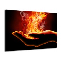 Glas schilderij Hand | Rood, Geel, Oranje | 70x50cm 1Luik