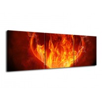 Glas schilderij Hart | Rood, Geel, Oranje | 120x40cm 3Luik