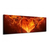 Glas schilderij Hart | Rood, Geel, Oranje | 120x40cm 3Luik
