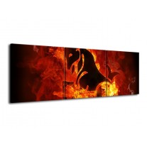 Glas schilderij Paard | Rood, Geel, Oranje | 120x40cm 3Luik