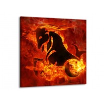 Canvas schilderij Paard | Rood, Geel, Oranje | 70x70cm 1Luik