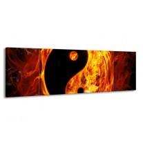Glas schilderij Abstract | Rood, Geel, Oranje | 170x50cm 3Luik