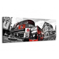 Glas schilderij London | Zwart, Grijs, Rood | 145x58cm 1Luik