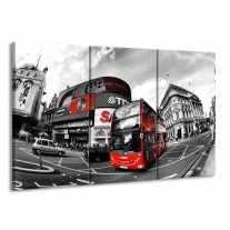 Glas schilderij London | Zwart, Grijs, Rood | 165x100cm 3Luik