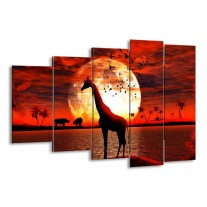 Canvas schilderij Dieren | Rood, Wit, Zwart | 150x100cm 5Luik