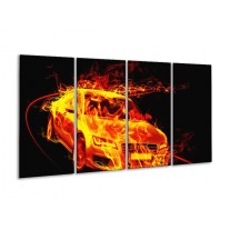 Glas schilderij Audi | Geel, Goud, Oranje | 160x80cm 4Luik