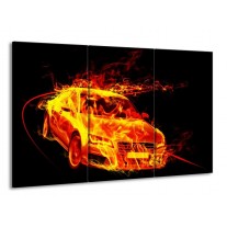 Canvas schilderij Audi | Geel, Goud, Oranje | 165x100cm 3Luik