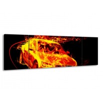 Canvas schilderij Audi | Geel, Goud, Oranje | 170x50cm 3Luik