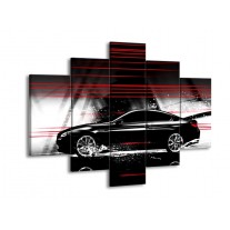 Canvas schilderij Auto | Zwart, Rood, Grijs | 150x105cm 5Luik