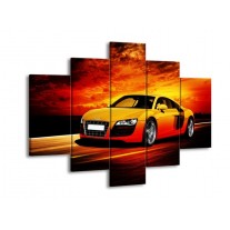 Canvas schilderij Audi | Geel, Oranje, Zwart | 150x105cm 5Luik