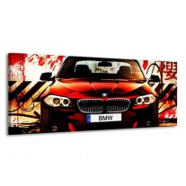 Canvas schilderij BMW | Zwart, Rood, Wit | 145x58cm 1Luik