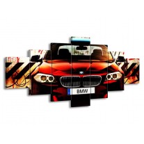 Canvas schilderij BMW | Zwart, Rood, Wit | 210x100cm 7Luik
