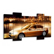 Canvas schilderij BMW | Geel, Goud, Zwart | 120x65 5Luik