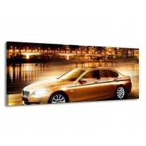 Canvas schilderij BMW | Geel, Goud, Zwart | 145x58cm 1Luik