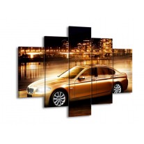 Canvas schilderij BMW | Geel, Goud, Zwart | 150x105cm 5Luik