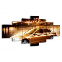 Canvas schilderij BMW | Geel, Goud, Zwart | 210x100cm 7Luik