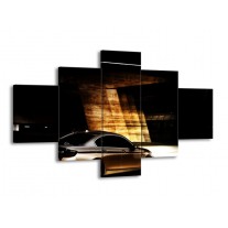 Canvas schilderij BMW | Zwart, Goud, Wit | 125x70cm 5Luik
