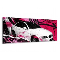 Canvas schilderij BMW | Paars, Rood, Wit | 145x58cm 1Luik