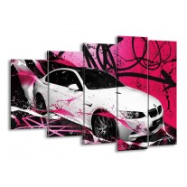 Canvas schilderij BMW | Paars, Rood, Wit | 150x100cm 5Luik