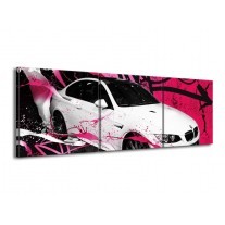 Canvas schilderij BMW | Paars, Rood, Wit | 150x50cm 3Luik