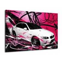 Canvas schilderij BMW | Paars, Rood, Wit | 70x50cm 1Luik