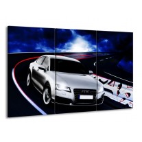 Canvas schilderij Audi | Grijs, Blauw, Rood | 165x100cm 3Luik