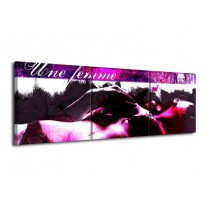 Canvas schilderij Lichaam | Paars, Wit, Zwart | 120x40cm 3Luik