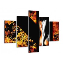 Glas schilderij Lichaam | Geel, Oranje, Zwart | 100x70cm 5Luik