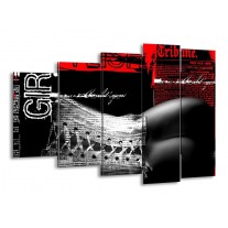 Canvas schilderij Lichaam | Zwart, Wit, Rood | 150x100cm 5Luik