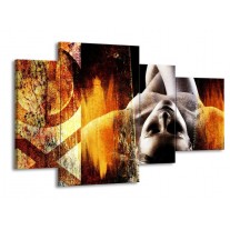 Canvas schilderij Lichaam | Geel, Oranje, Zwart | 120x75cm 4Luik