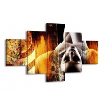Glas schilderij Lichaam | Geel, Oranje, Zwart | 125x70cm 5Luik