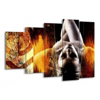 Glas schilderij Lichaam | Geel, Oranje, Zwart | 150x100cm 5Luik