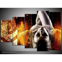 Klok schilderij Lichaam | Geel, Oranje, Zwart | 150x100cm 5Luik