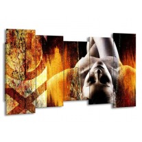 Canvas schilderij Lichaam | Geel, Oranje, Zwart | 150x80cm 5Luik