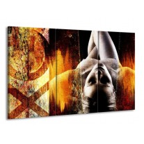 Canvas schilderij Lichaam | Geel, Oranje, Zwart | 165x100cm 3Luik