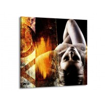 Glas schilderij Lichaam | Geel, Oranje, Zwart | 70x70cm 1Luik