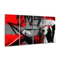 Glas schilderij Lichaam | Rood, Grijs, Zwart | 160x80cm 4Luik
