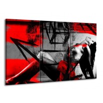 Glas schilderij Lichaam | Rood, Grijs, Zwart | 165x100cm 3Luik