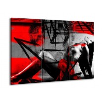 Glas schilderij Lichaam | Rood, Grijs, Zwart | 90x60cm 3Luik