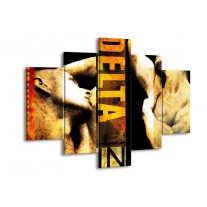 Glas schilderij Lichaam | Geel, Goud, Zwart | 150x105cm 5Luik