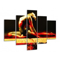 Glas schilderij Lichaam | Rood, Zwart, Goud | 100x70cm 5Luik
