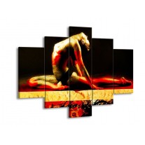 Canvas schilderij Lichaam | Rood, Zwart, Goud | 150x105cm 5Luik