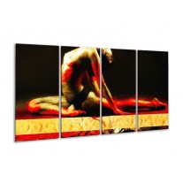 Glas schilderij Lichaam | Rood, Zwart, Goud | 160x80cm 4Luik