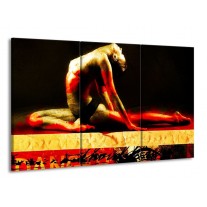 Glas schilderij Lichaam | Rood, Zwart, Goud | 165x100cm 3Luik