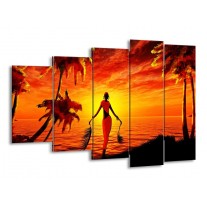 Glas schilderij Afrika | Geel, Oranje, Zwart | 150x100cm 5Luik