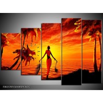 Klok schilderij Afrika | Geel, Oranje, Zwart | 150x100cm 5Luik