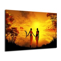 Canvas schilderij Afrika | Geel, Oranje, Zwart | 70x50cm 1Luik